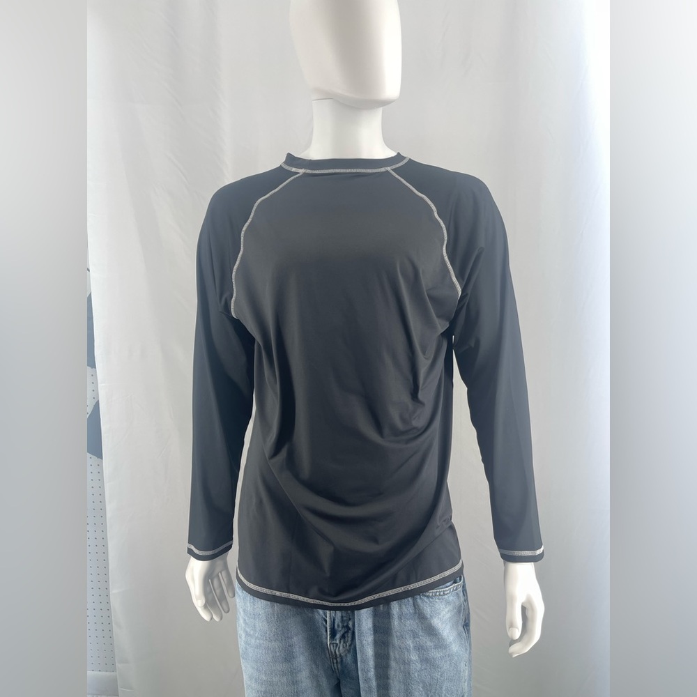 Black Long Sleeve Shirt with Contrast Stitching